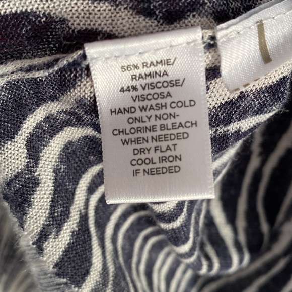 ANN TAYLOR LOFT navy blue off white open cardigan long sleeve sweater M - Picture 3 of 4